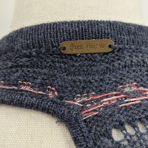 Free People Open Knit Striped Short Sleeve Sweater - Picture 6 of 8